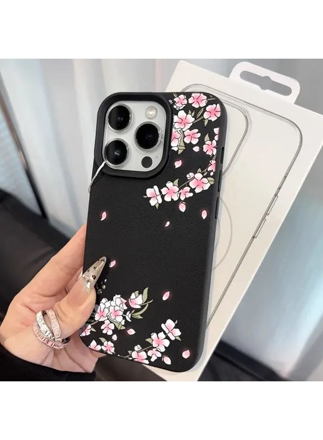 Black Textured Crystal Phone Case For IPhone 14 Pro Max Anti Drop Lychee Pattern Cover - Image 3